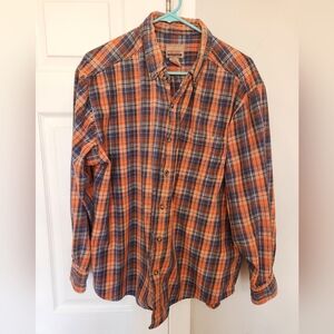 Northeast Outfitters Rugged Outdoors Mens Shirt Size L Blue/Orange Flannel